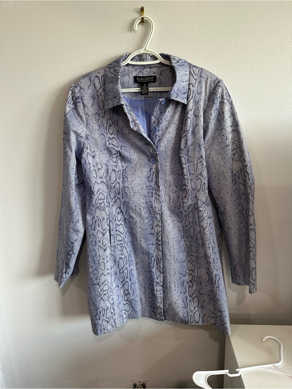 Dialogue Womens Lavender Snake-Print Stretch Blazer Jacket Size 16 Career Office